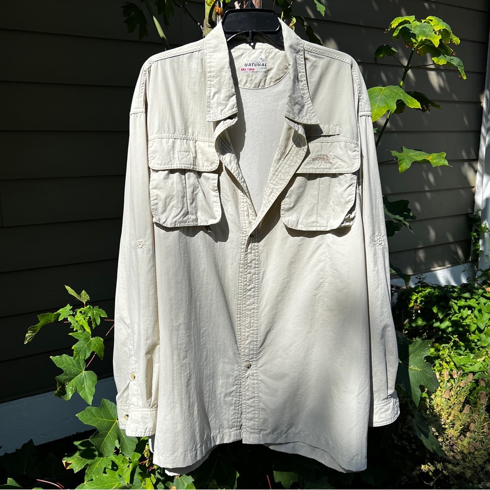 Natural Gear Men’s Cape Back Vented Fishing Tan Long Sleeve Shirt Size 3XL